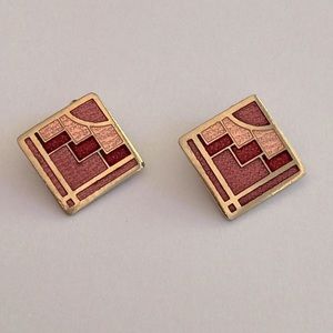 ROCCOCO - Vintage - Clip on EARRINGS - 5/8” Square